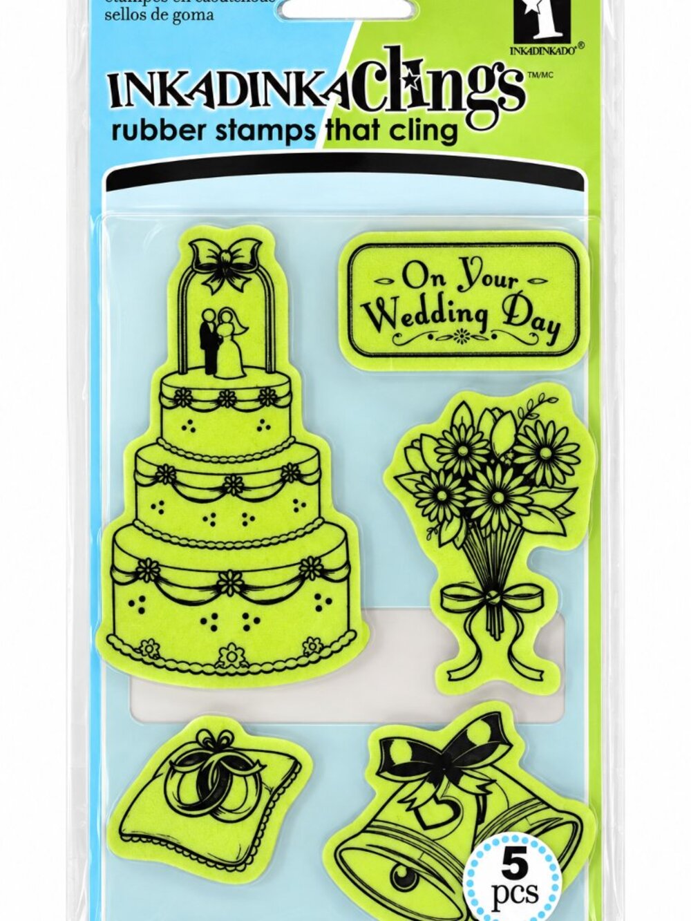 Inkadinkado InkaClings On Your Wedding Day Rubber Stamps 5pc New Sealed #60-6001